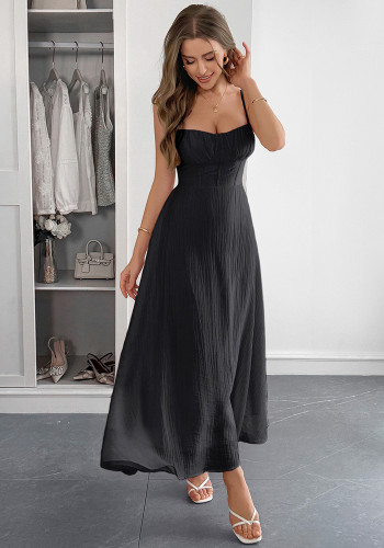 Spring-Summer Elegant Solid Color Strap Dress for Women