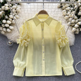 Floral Long Sleeves Mesh Blouse Chic Summer Top