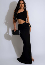 Summer Sexy Solid Color One-Shoulder Slit Long Dress