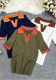 Women French Polo Neck Contrast Knittin Summer Short Sleeve Top