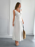 Elegant Holiday Deep V-Neck Maxi Dress for Summer