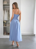 Elegant Holiday Deep V-Neck Maxi Dress for Summer