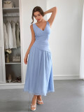 Elegant Holiday Deep V-Neck Maxi Dress for Summer