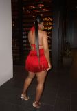 Spring Summer Women's Sexy Fringed Halter Jumpsuit Party Shorts