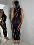 Spring Women's Sleeveless See-Through Cut-Out Sexy Bodycon Dress