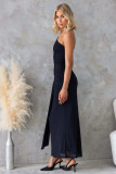 Elegant Chic One-Shoulder Sexy Mesh Tie-Front Long Dress