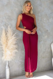 Elegant Chic One-Shoulder Sexy Mesh Tie-Front Long Dress