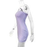 Women summer sexy suspender slash shoulder collar bodycon dress