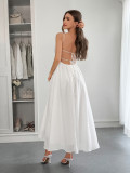 Spring-Summer Elegant Solid Color Strap Dress for Women