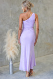 Elegant Chic One-Shoulder Sexy Mesh Tie-Front Long Dress