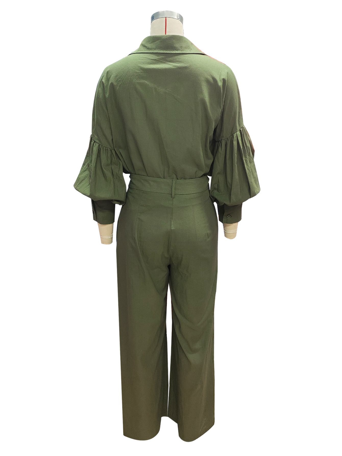 Autumn Solid Long-Sleeve Shirt & Wide-Leg Pants Linen Two-Piece Set