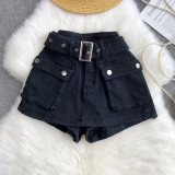 Women American Retro Cargo Denim Shorts