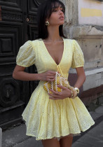 Women Summer Lace-Up Sexy Embroidered Dress