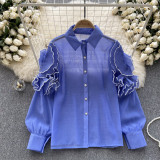 Floral Long Sleeves Mesh Blouse Chic Summer Top