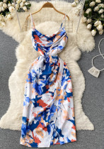 Women Summer Printed Bodycon Strap Dress
