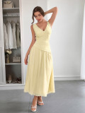Elegant Holiday Deep V-Neck Maxi Dress for Summer