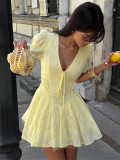 Women Summer Lace-Up Sexy Embroidered Dress