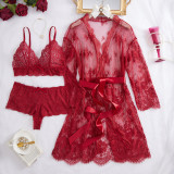 Women Outer Robe Suspender Dress Lace Sexy Lingerie