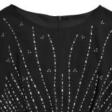 Fashion Women's Chic Elegant Beaded See-Through Dress