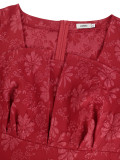 Plus Size Formal Party Dress High Waist Slim Fit Square Neck Puff Sleeve A-Line Gown