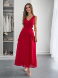 Elegant Holiday Deep V-Neck Maxi Dress for Summer
