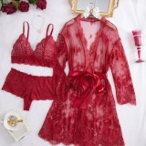 Women Outer Robe Suspender Dress Lace Sexy Lingerie