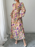 Women Elegant printed v-neck dress