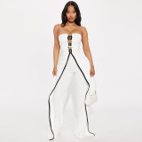 Women Strapless fake two-piece elegant party Jumpsuit