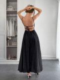 Spring-Summer Elegant Solid Color Strap Dress for Women