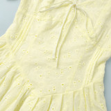 Women Summer Lace-Up Sexy Embroidered Dress