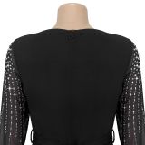 Fashion Women's Chic Elegant Beaded See-Through Dress