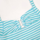 Women jacquard striped lace-up Crop Top and pencil pants two-piece set