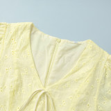 Women Summer Lace-Up Sexy Embroidered Dress