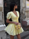 Women Summer Lace-Up Sexy Embroidered Dress
