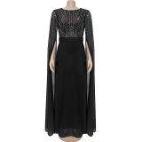 Fashion Women's Chic Elegant Beaded See-Through Dress