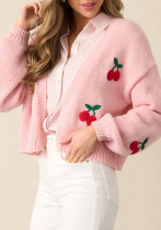 Women autumn embroidered elegant long-sleeved knitting sweater