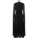 Fashion Women's Chic Elegant Beaded See-Through Dress
