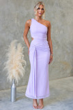 Elegant Chic One-Shoulder Sexy Mesh Tie-Front Long Dress