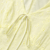 Women Summer Lace-Up Sexy Embroidered Dress