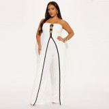 Women Strapless fake two-piece elegant party Jumpsuit