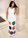 Summer Fashion Round Neck Sleeveless Positioning Print Cut-Out A-Line Dress