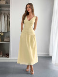 Elegant Holiday Deep V-Neck Maxi Dress for Summer