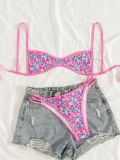 Women's Floral Print Tie Low-Rise Sexy Two-Piece Quick-Dry Swimsuit