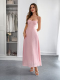 Spring-Summer Elegant Solid Color Strap Dress for Women