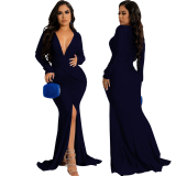 Sexy Fashion Solid Color Nightclub Irregular Wrinkled Dress