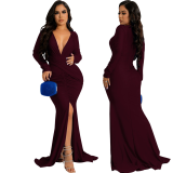 Sexy Fashion Solid Color Nightclub Irregular Wrinkled Dress