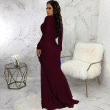 Sexy Fashion Solid Color Nightclub Irregular Wrinkled Dress