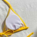 Women mesh hollow drawstring Lace-Up Swimwear Three-Piece