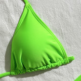 Women mesh hollow drawstring Lace-Up Swimwear Three-Piece
