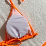 Women mesh hollow drawstring Lace-Up Swimwear Three-Piece